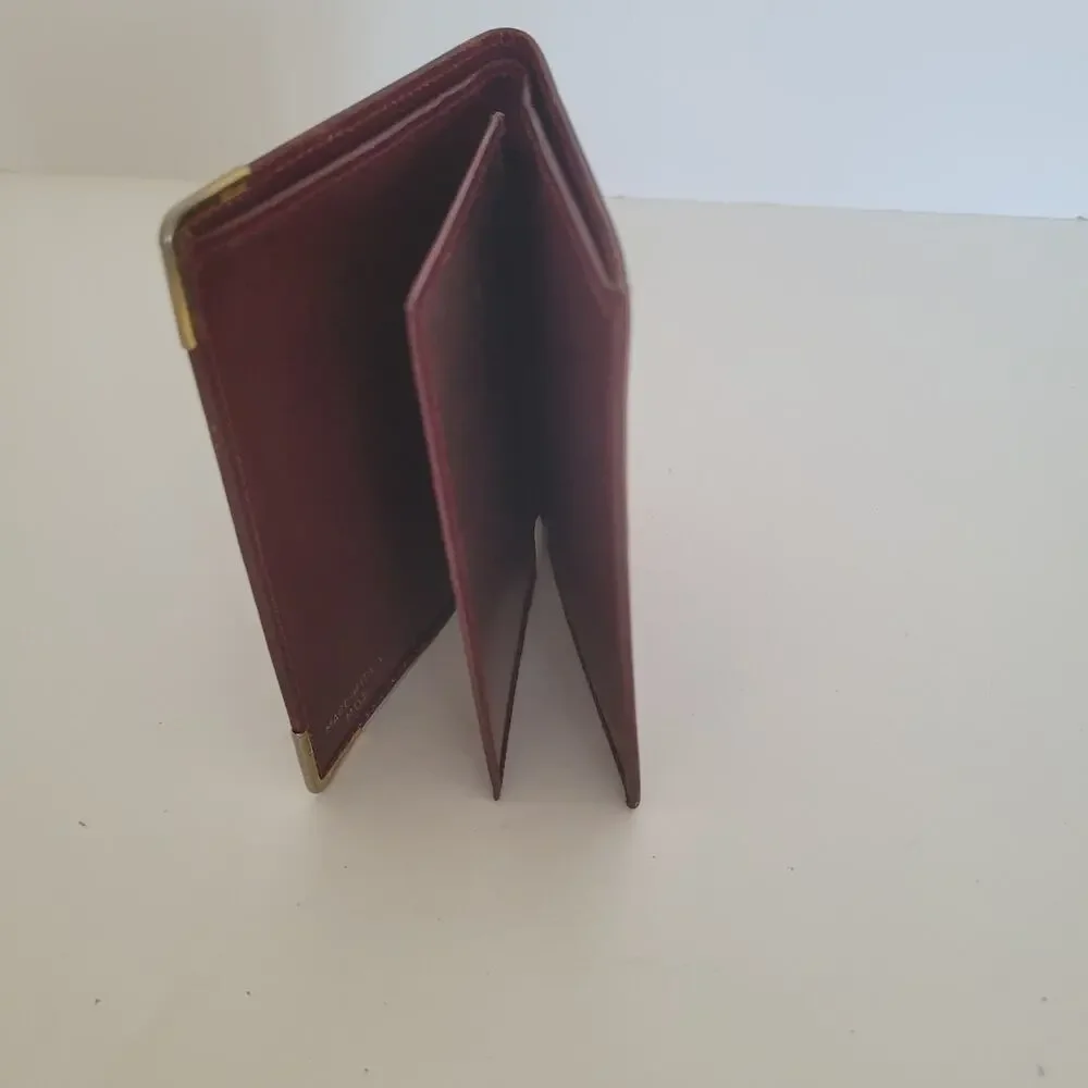 Celine Paris Vintage Bifold Leather Bordeaux Red Wallet‎ Small Compact Card Bill